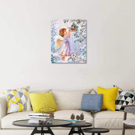 Set pictura pe numere, cu sasiu, Inger de Craciun, 40x50 cm [2]