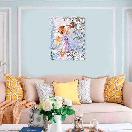 Set pictura pe numere, cu sasiu, Inger de Craciun, 40x50 cm [3]