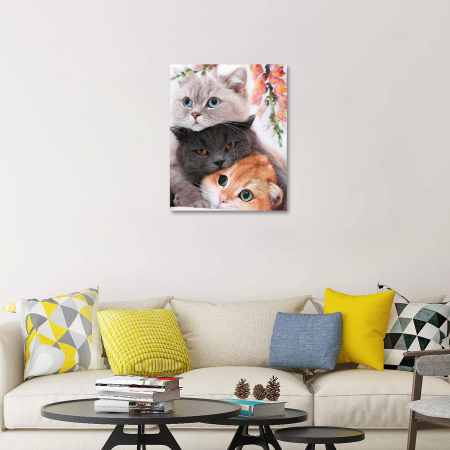 Set pictura pe numere, cu sasiu, 3 pisoi, 40x50 cm [3]