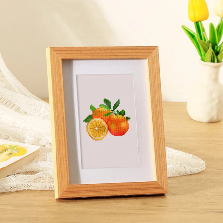 Mini set 12 goblenuri cu diamante, fara sasiu, Fructe, 18x15 cm [6]
