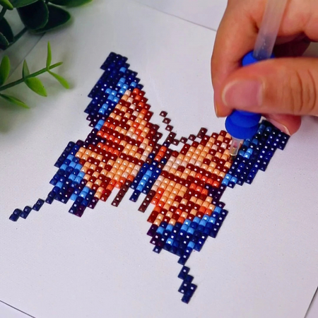 Mini set 12 goblenuri cu diamante, fara sasiu, Fluturi, 18x15 cm [7]