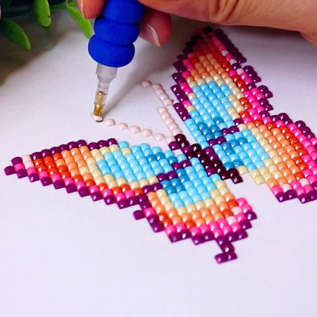 Mini set 12 goblenuri cu diamante, fara sasiu, Fluturi, 18x15 cm [5]