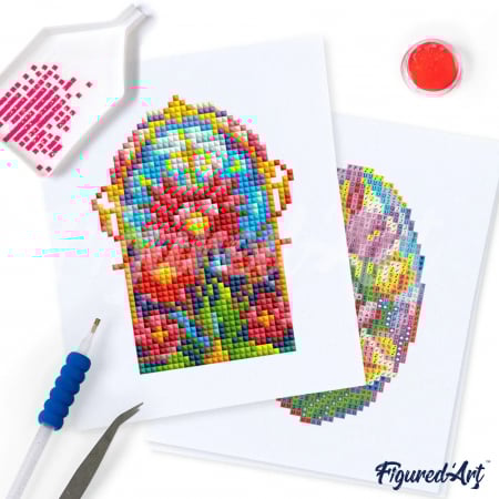 Mini set 12 goblenuri cu diamante, fara sasiu, Vitralii, 18x15 cm [1]