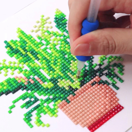 Mini set 12 goblenuri cu diamante, fara sasiu, Plante 3, 18x15 cm [6]