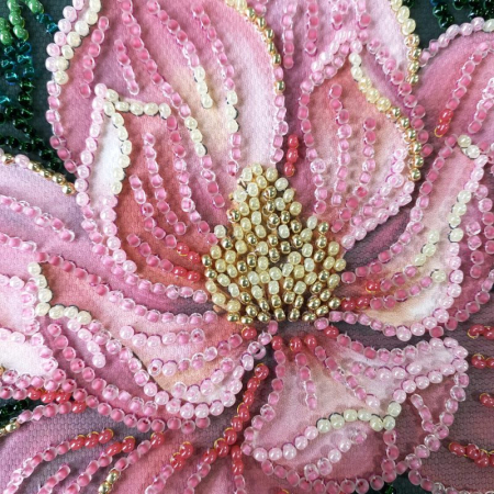 Ac & Ata - Mini-set broderie cu margele cusute, Sarutul petalelor, 11 culori, 15x15 cm