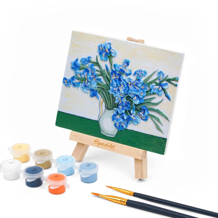 Decoratiuni casa - Mini set pictura 3D in relief, Irisi - van Gogh, 13,5x 10,5 cm