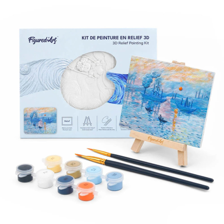 Mini set pictura 3D in relief, Impresie, rasarit de soare - Monet, 13,5x 10,5 cm [2]