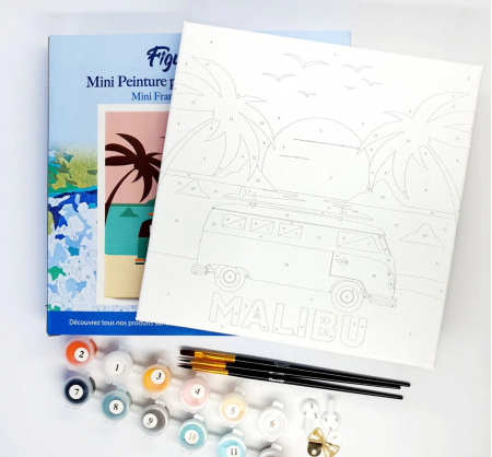 Mini set pictura pe numere, cu sasiu, Samurai in lumina apusului, 20x20 cm [6]