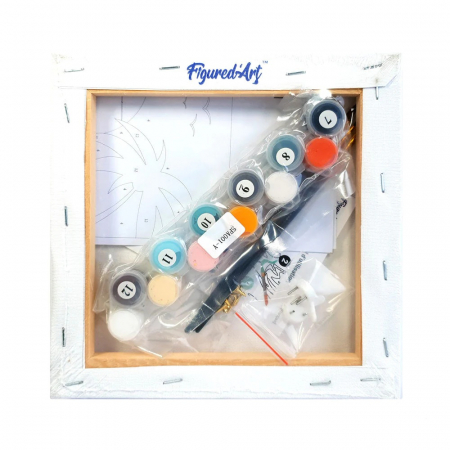 Mini set pictura pe numere, cu sasiu, Samurai in lumina apusului, 20x20 cm [4]