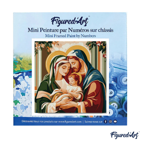 Mini set pictura pe numere, cu sasiu,  Sfanta familie, 20x20 cm [7]