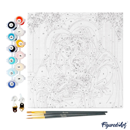 Mini set pictura pe numere, cu sasiu,  Sfanta familie, 20x20 cm [2]