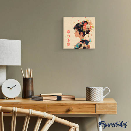Mini set pictura pe numere, cu sasiu, Iubirea in stil japonez, 20x20 cm [3]