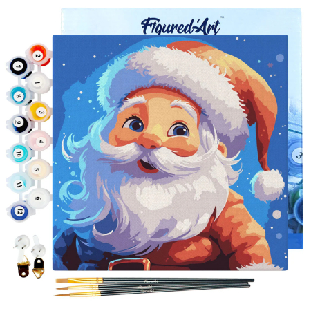 Mini set pictura pe numere, cu sasiu, Mos Craciun zambind, 20x20 cm [1]