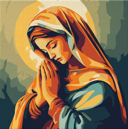 Picturi pe numere dimensiuni mici și medii – ușor de realizat, perfecte pentru orice spațiu - Mini set pictura pe numere, cu sasiu,  Maria in rugaciune, 20x20 cm
