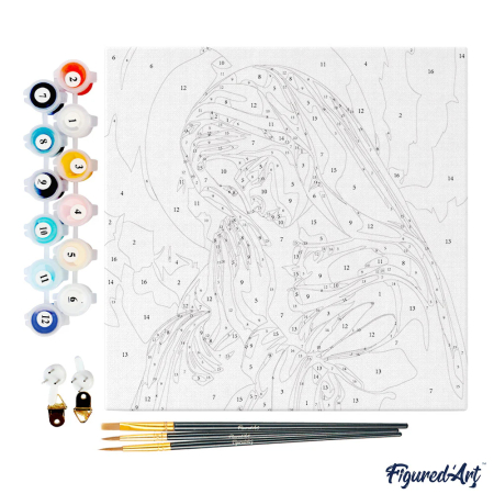 Mini set pictura pe numere, cu sasiu,  Maria in rugaciune, 20x20 cm [2]