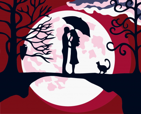 Set pictura pe numere , cu sasiu, Intalnire sub clar de luna, 16.5x13 cm [0]