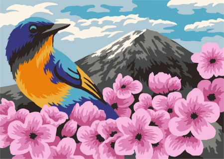 Set pictura pe numere, cu sasiu, Sakura, 16.5x13 cm [0]