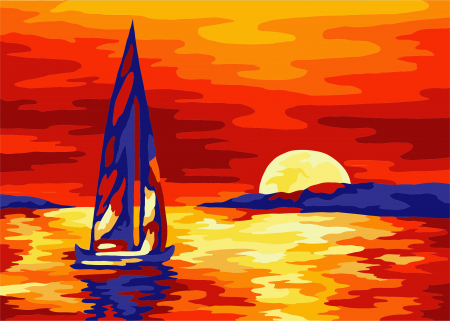 Set pictura pe numere, cu sasiu, Apus, 16.5x13 cm [0]