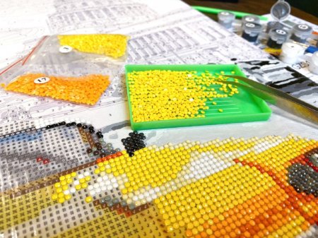 Set pictura pe numere si goblen cu diamante, cu sasiu, Urmeaza-ma: vele purpurii, 40x50 cm [2]