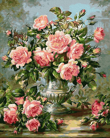 Set pictura pe numere, cu sasiu, Buchet de trandafiri, 40x50 cm [2]