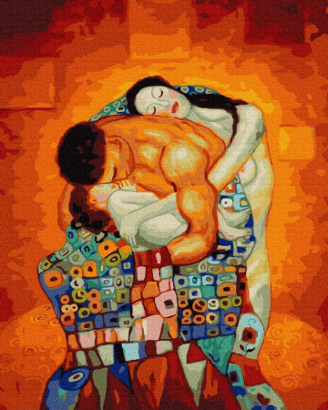 Set pictura pe numere, cu sasiu, Familia - Klimt, 40x50 cm