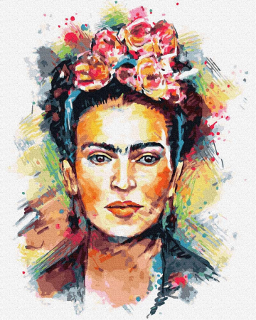 Picturi pe numere - Set pictura pe numere, cu sasiu, Frida Kahlo - decupaj, 40x50 cm