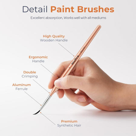 Set 10 pensule Nicpro cu varf rotund pentru detalii fine [1]