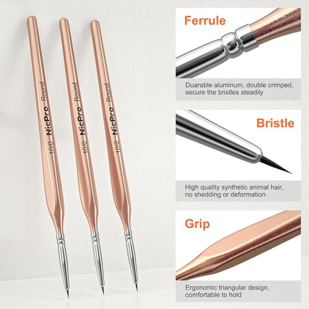 ACCESORII - Pensula Nicpro cu varf rotund pentru detalii fine 10/0