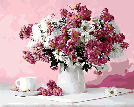 Set pictura pe numere premium, cu sasiu, Natura in tonuri delicate, 40x50 cm [0]