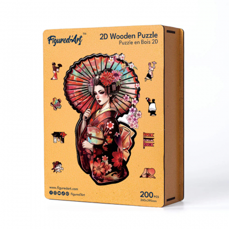 Puzzle 2D, din lemn, Gheisa cu umbrela, 200 piese [6]