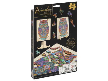 Puzzle 2D, din lemn, Bufnita, 130 piese [8]