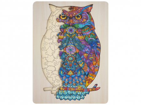 Puzzle 2D, din lemn, Bufnita, 130 piese [3]