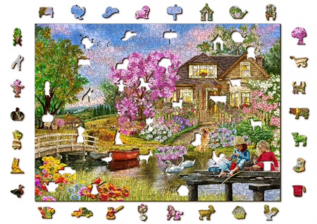 Puzzle 2D, din lemn, Casuta la tara, 1010 piese [0]