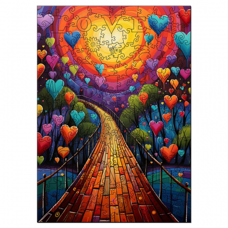 Puzzle 2D, din lemn, Drumul inimilor, 200 piese [0]