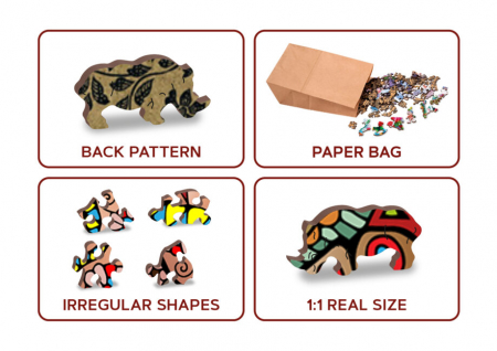 Puzzle 2D, din lemn, Elefant magic, 250 piese [7]