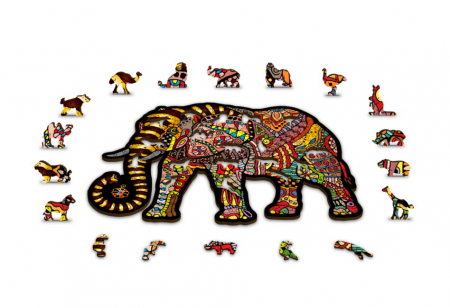 Puzzle 2D, din lemn, Elefant magic, 250 piese [3]