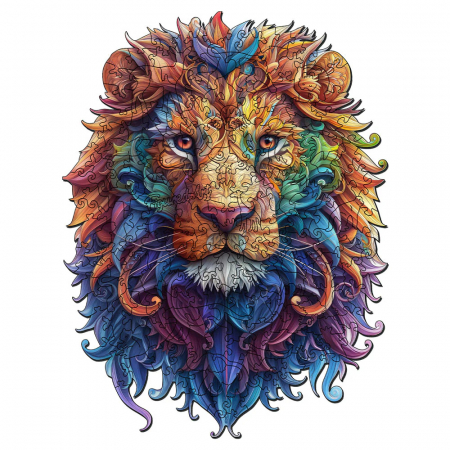 Puzzle 2D din lemn - Puzzle 2D, din lemn, Leu regal, 200 piese