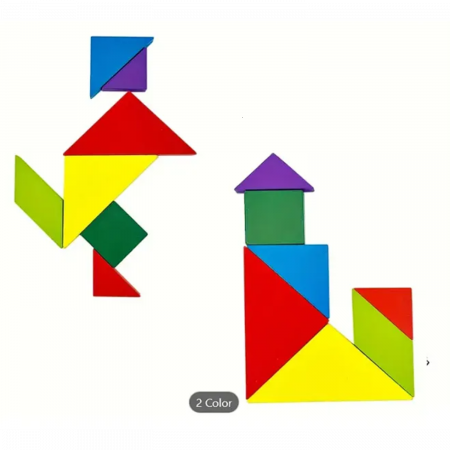 Puzzle 2D, din lemn, magnetic, Tangram, 7 piese [0]