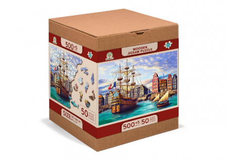Puzzle 2D, din lemn, Nave in port, 505 piese [8]