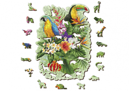 Puzzle 2D, din lemn, Pasari tropicale, 300 piese [0]
