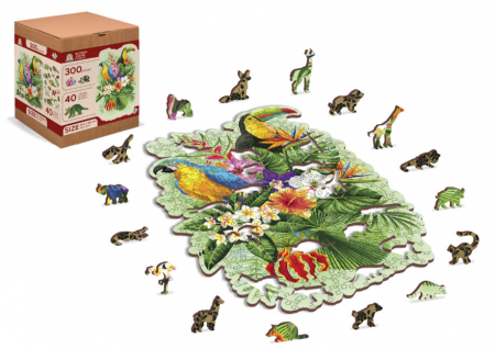 Puzzle 2D, din lemn, Pasari tropicale, 300 piese [6]