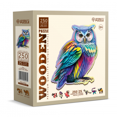 Puzzle 2D, din lemn, Bufnita, 150 piese [8]