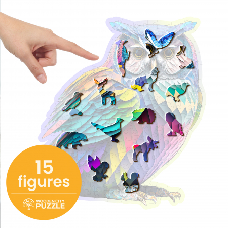 Puzzle 2D, din lemn, Bufnita, 150 piese [2]