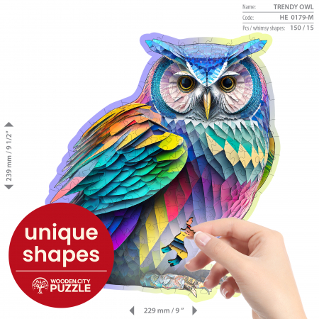 Puzzle 2D, din lemn, Bufnita, 150 piese [3]