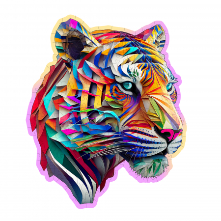 Puzzle 2D, din lemn, Tigru colorat, 150 piese [0]