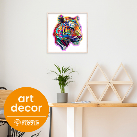 Puzzle 2D, din lemn, Tigru colorat, 150 piese [3]