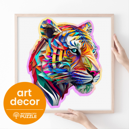 Puzzle 2D, din lemn, Tigru colorat, 150 piese [4]