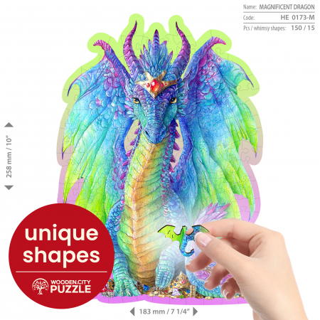 Puzzle 2D, din lemn, Dragon magnific, 150 piese [4]