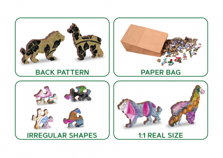 Puzzle 2D, din lemn, Tigru mistic, 505 piese [7]