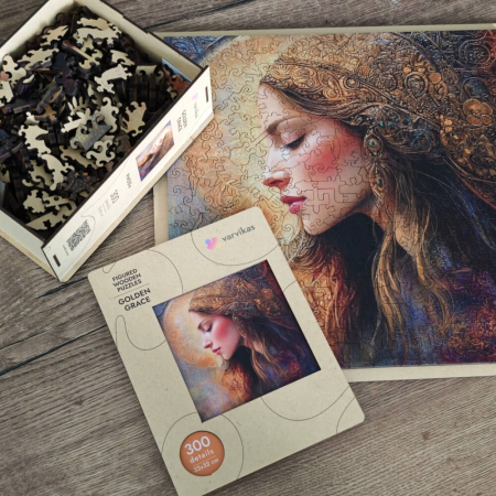 Puzzle 2D, din lemn, Gratie aurie, 300 piese [3]